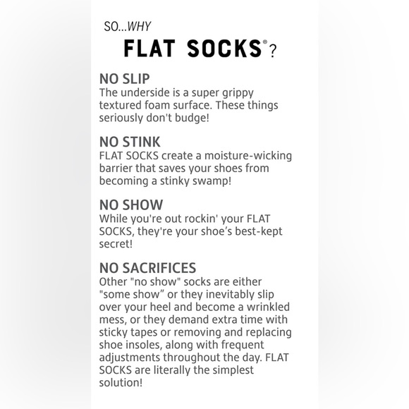 NWT-Flat Socks Unisex Sockless Liner Shoe Insert, Black, Soft, Cushy, No Stink - Picture 3 of 7